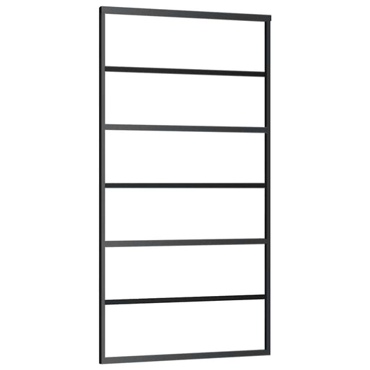 Porta Scorrevole in Vetro ESG e Alluminio 102x205 cm Nera cod mxl 72561