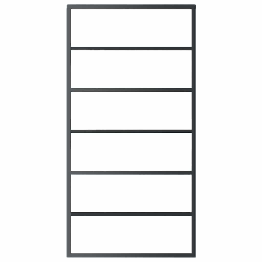 Porta Scorrevole in Vetro ESG e Alluminio 102x205 cm Nera 151016