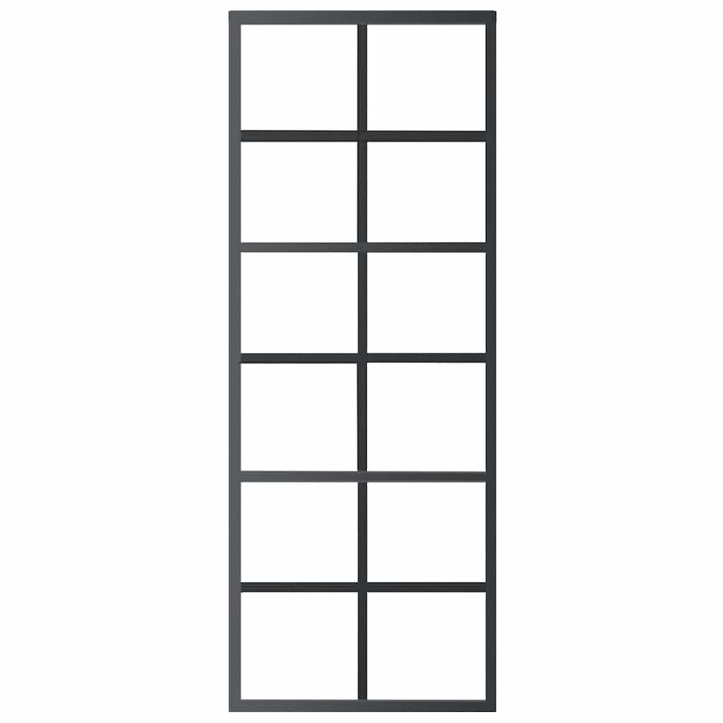 Porta Scorrevole in Vetro ESG e Alluminio 76x205 cm Nera 151017