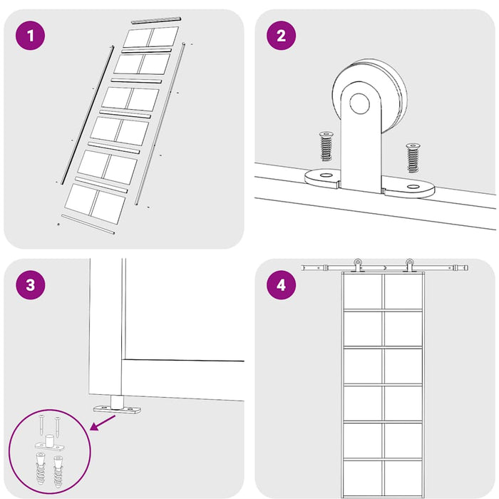 Porta Scorrevole in Vetro ESG e Alluminio 76x205 cm Nera 151017