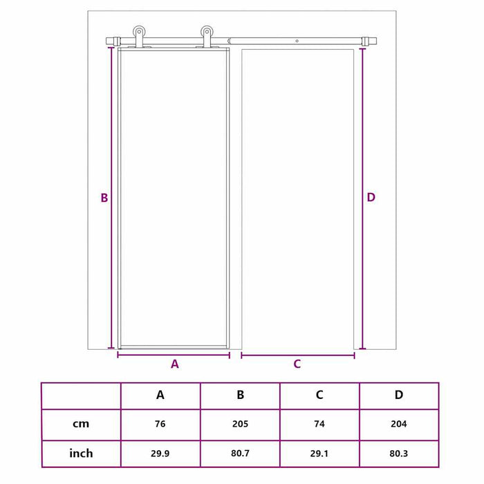 Porta Scorrevole in Vetro ESG e Alluminio 76x205 cm Nera 151017