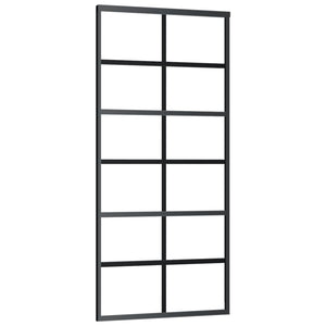 Porta Scorrevole in Vetro ESG e Alluminio 90x205 cm Nera 151018