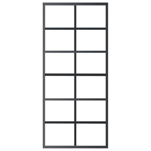 Porta Scorrevole in Vetro ESG e Alluminio 90x205 cm Nera 151018