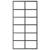 Porta Scorrevole in Vetro ESG e Alluminio 102x205 cm Nera 151019