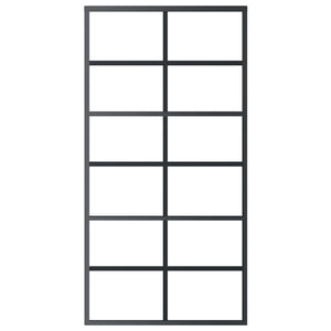 Porta Scorrevole in Vetro ESG e Alluminio 102x205 cm Nera 151019