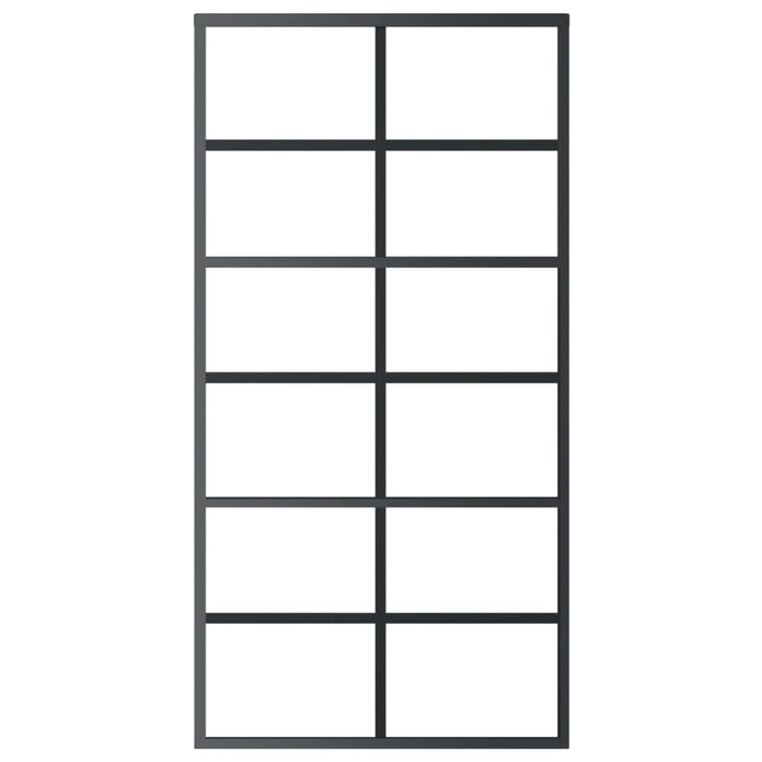 Porta Scorrevole in Vetro ESG e Alluminio 102x205 cm Nera 151019
