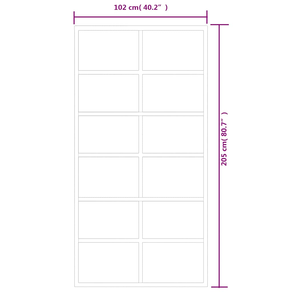 Porta Scorrevole in Vetro ESG e Alluminio 102x205 cm Nera 151019