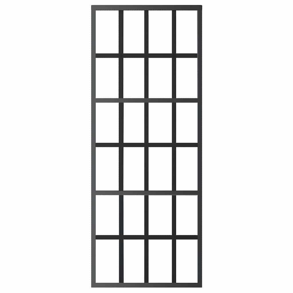 Porta Scorrevole in Vetro ESG e Alluminio 76x205 cm Nera 151020