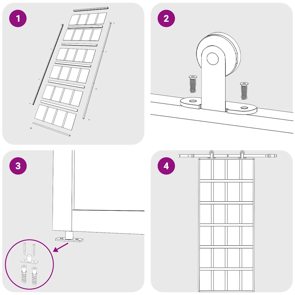 Porta Scorrevole in Vetro ESG e Alluminio 90x205 cm Nera 151021