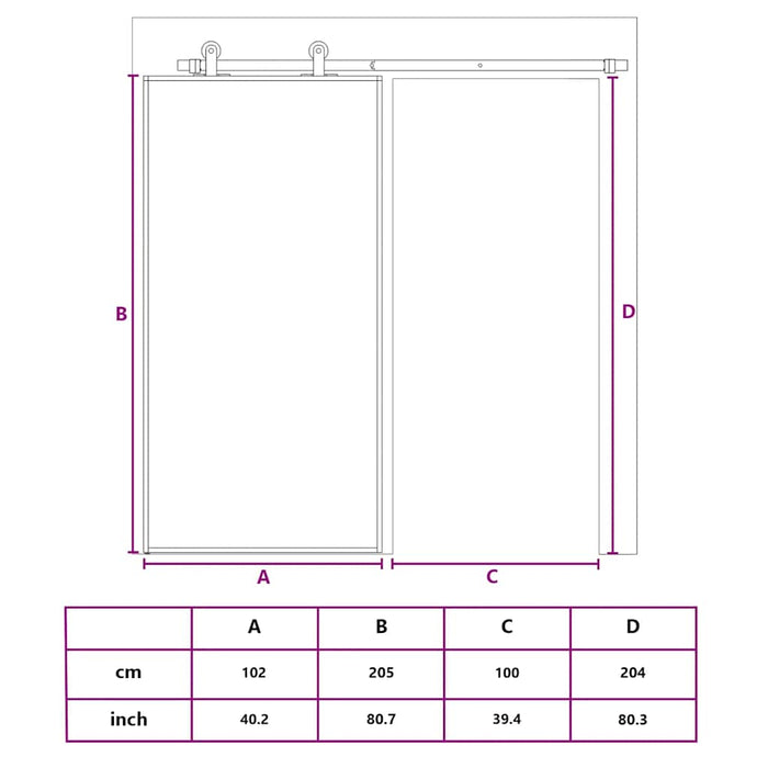 Porta Scorrevole in Vetro ESG e Alluminio 102x205 cm Nera 151022