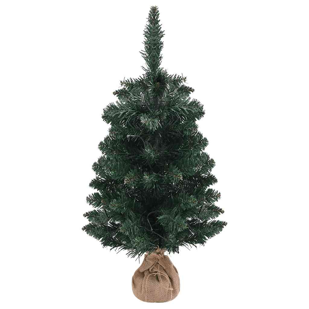 Albero di Natale Preilluminato con Supporto Verde 90 cm in PVC 332849