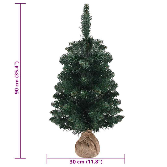 Albero di Natale Preilluminato con Supporto Verde 90 cm in PVC 332849