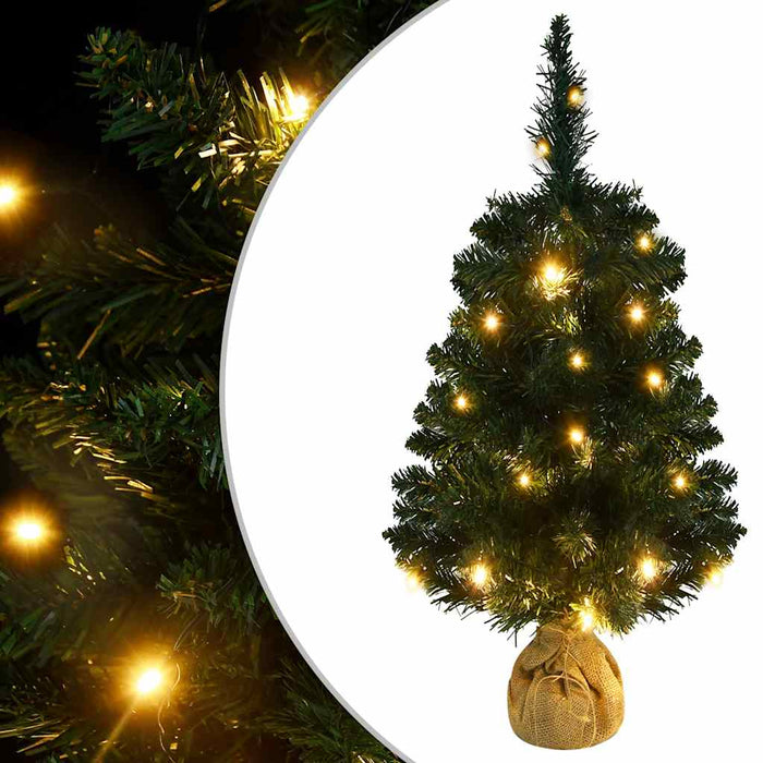 Albero di Natale Preilluminato con Supporto Verde 90 cm in PVC 332849