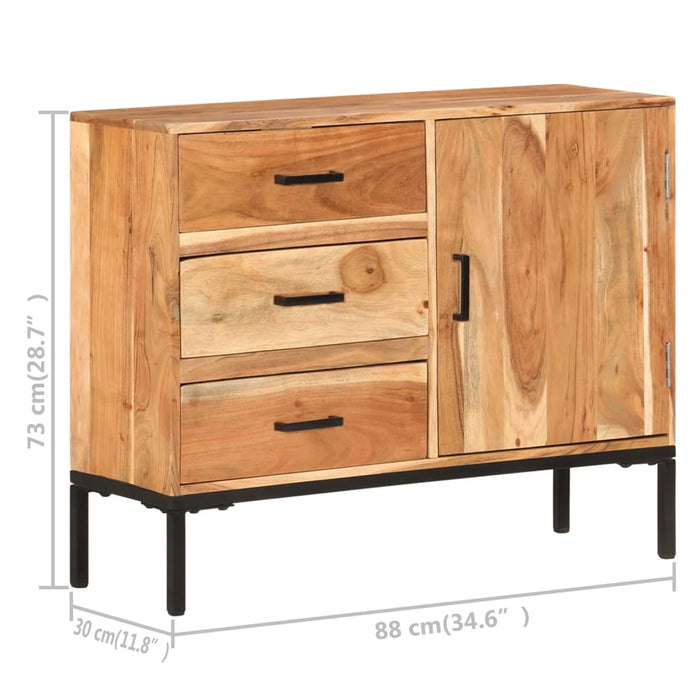 Credenza-Buffet-Armadio da cucina 88x30x73 cm in Legno Massello di Acacia