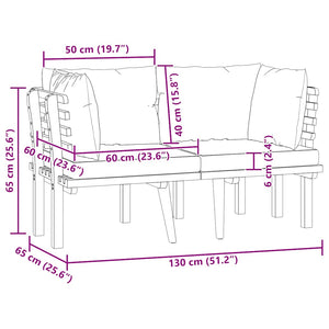 Divano da Giardino a 2 Posti e Cuscini Legno Massello di Acacia 316264