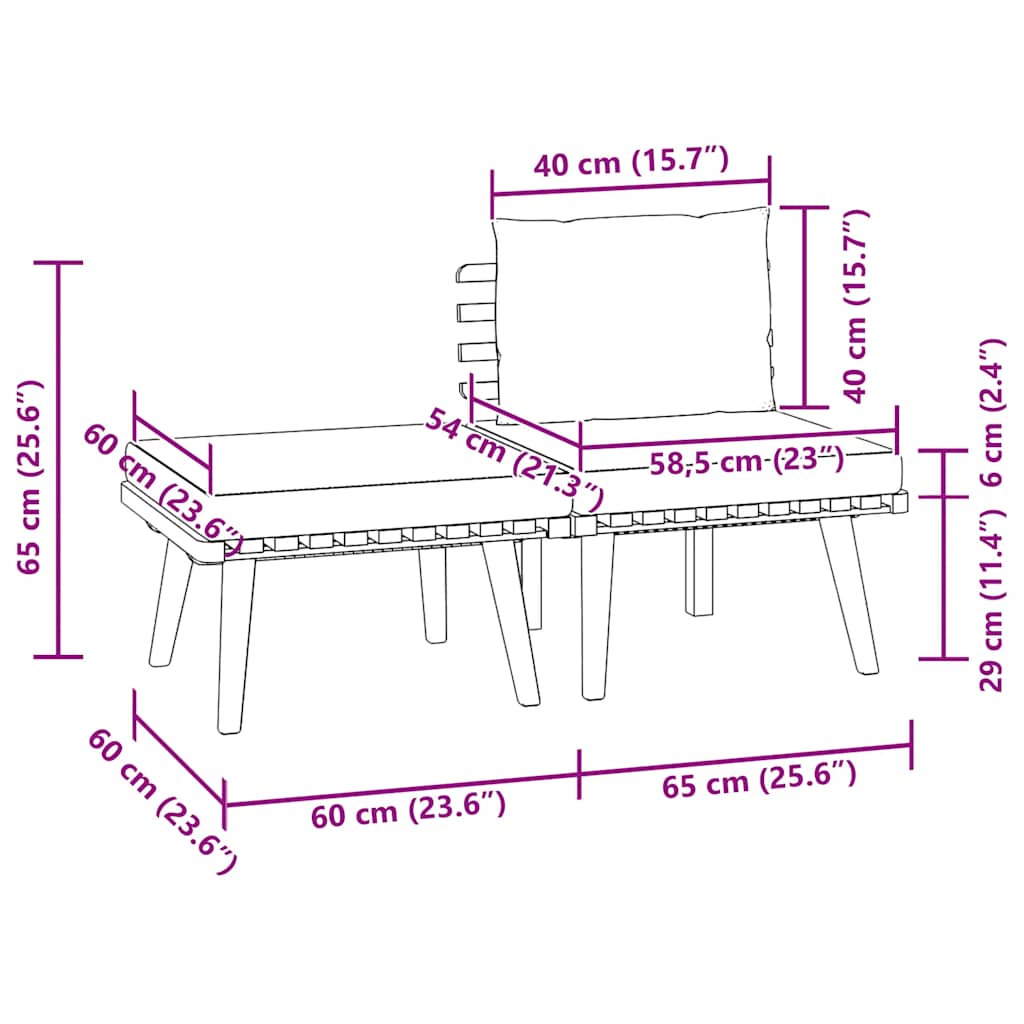 Set Divani da Giardino 3 pz con Cuscini in Massello di Acacia 316265