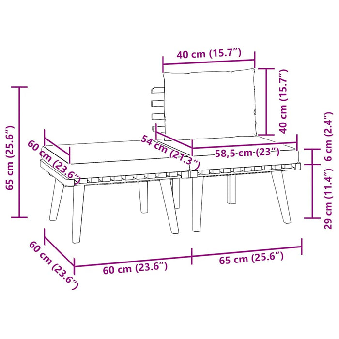Set Divani da Giardino 3 pz con Cuscini in Massello di Acacia 316265