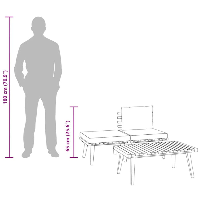Set Divani da Giardino 3 pz con Cuscini in Massello di Acacia 316265