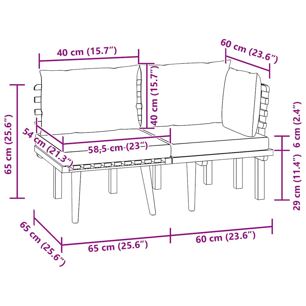 Set Divani da Giardino 2 pz con Cuscini in Massello di Acacia 316266