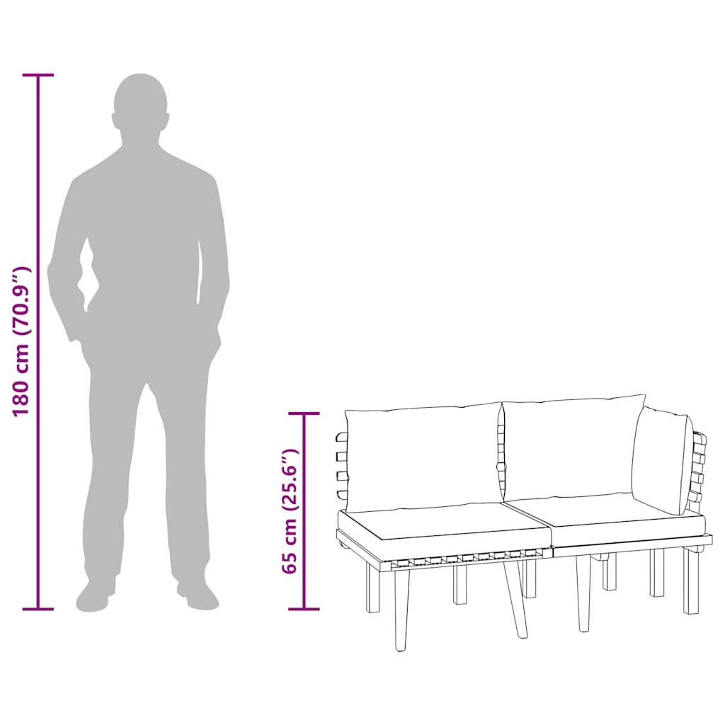 Set Divani da Giardino 2 pz con Cuscini in Massello di Acacia 316266