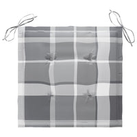 Sedie Giardino 6 pz con Cuscini Grigi a Quadri Massello di Teak 3073045