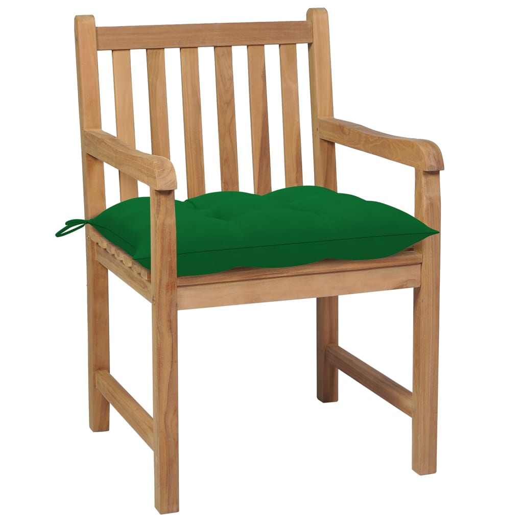 Sedie da Giardino 8 pz con Cuscini Verdi in Massello di Teak 3073078