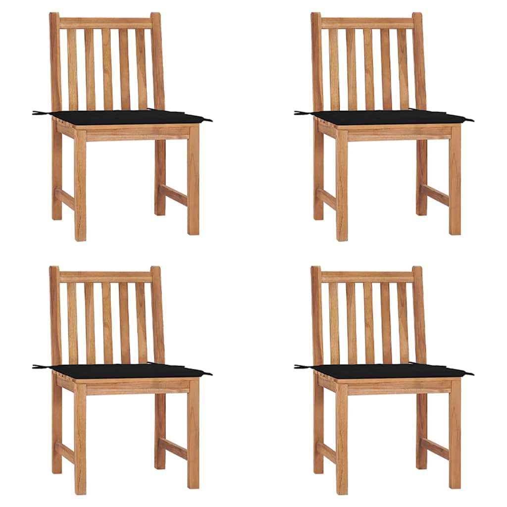 Sedie da Giardino 4 pz con Cuscini in Legno Massello di Teak cod mxl 17511