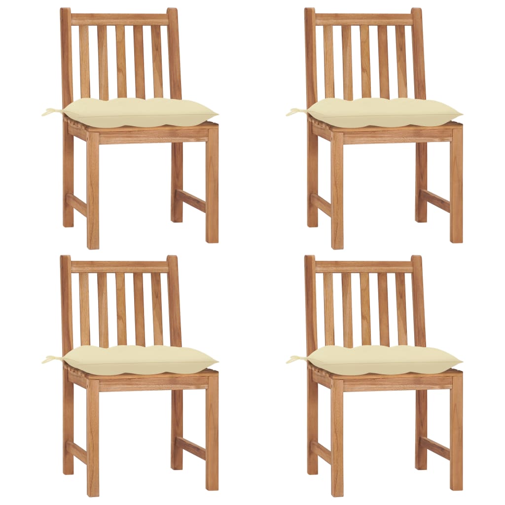 Sedie da Giardino 4 pz con Cuscini in Legno Massello di Teak cod mxl 13017