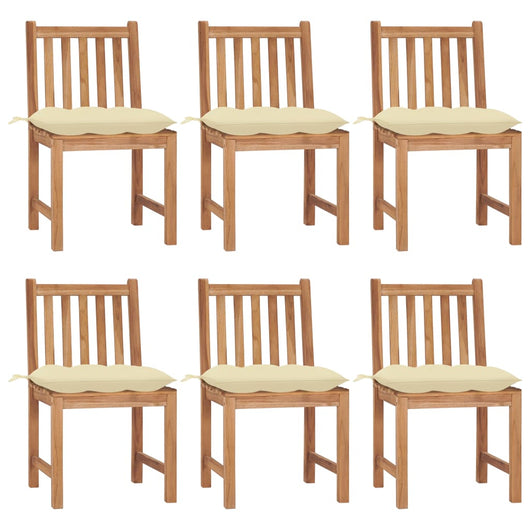 Sedie da Giardino 6 pz con Cuscini in Legno Massello di Teak cod mxl 13040
