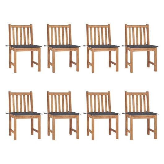 Sedie da Giardino con Cuscini 8 pz in Legno Massello di Teak cod mxl 13038