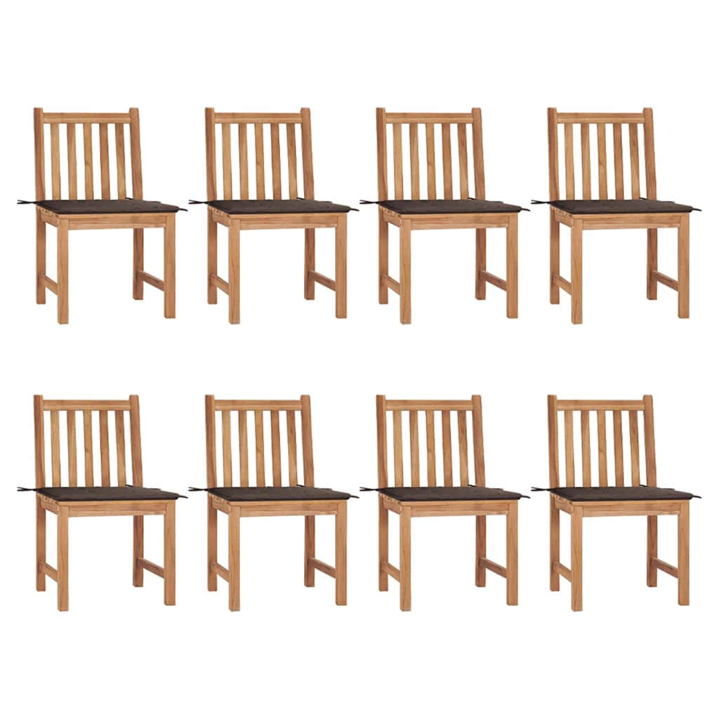 Sedie da Giardino con Cuscini 8 pz in Legno Massello di Teak cod mxl 8399