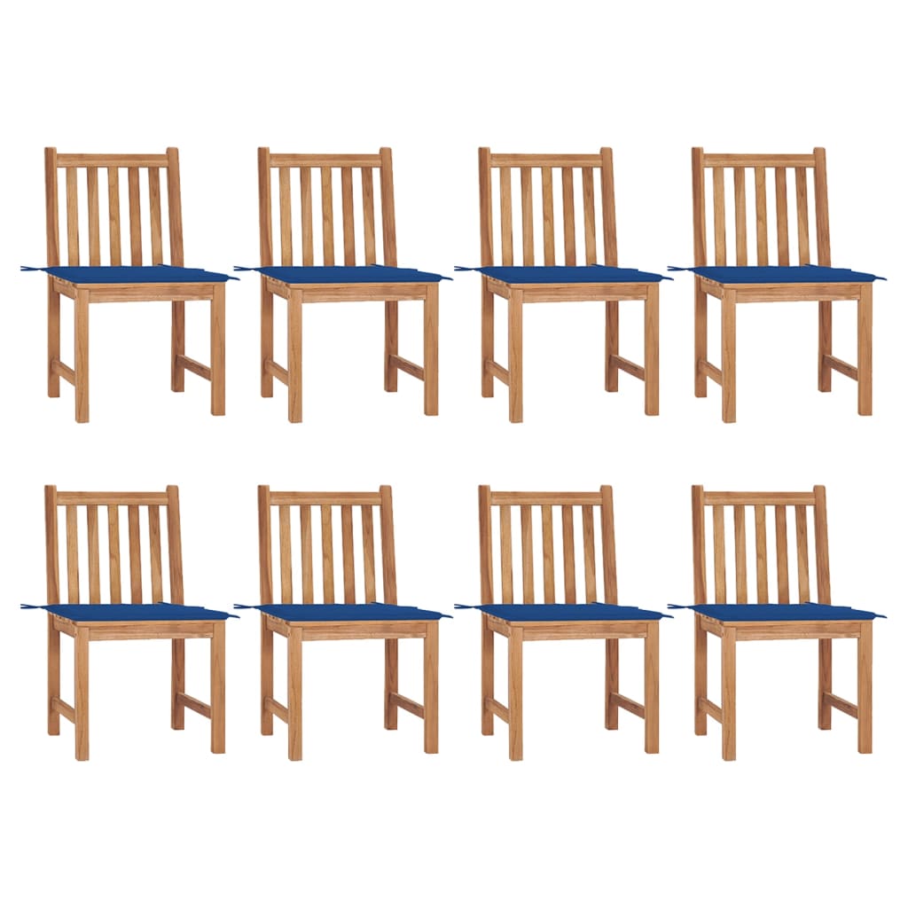 Sedie da Giardino con Cuscini 8 pz in Legno Massello di Teak cod mxl 17518