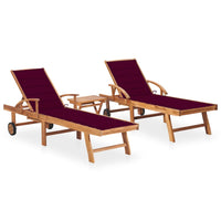 Lettini Prendisole 2 pz con Tavolo e Cuscino Massello di Teak cod mxl 9263