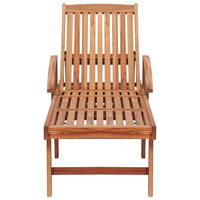 Lettini Prendisole 2 pz con Tavolo e Cuscino Beige in Teak