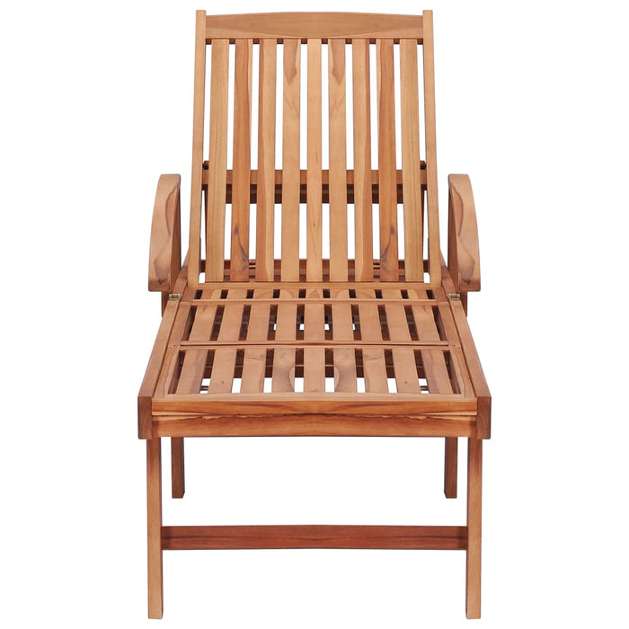 Lettini Prendisole 2 pz con Tavolo e Cuscino Beige in Teak 3073189