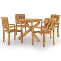 Set da Pranzo per Giardino 5 pz in Legno Massello di Teak cod mxl 39776