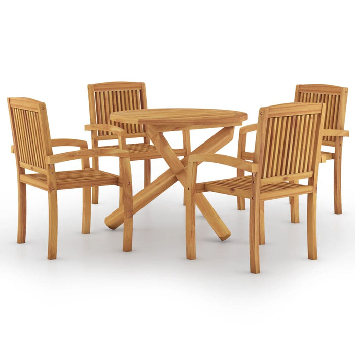 Set da Pranzo per Giardino 5 pz in Legno Massello di Teak cod mxl 39776