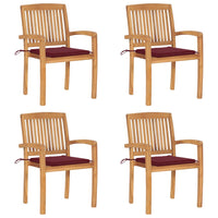 Sedie da Giardino Impilabili 4 pz con Cuscini Massello di Teak cod mxl 6013