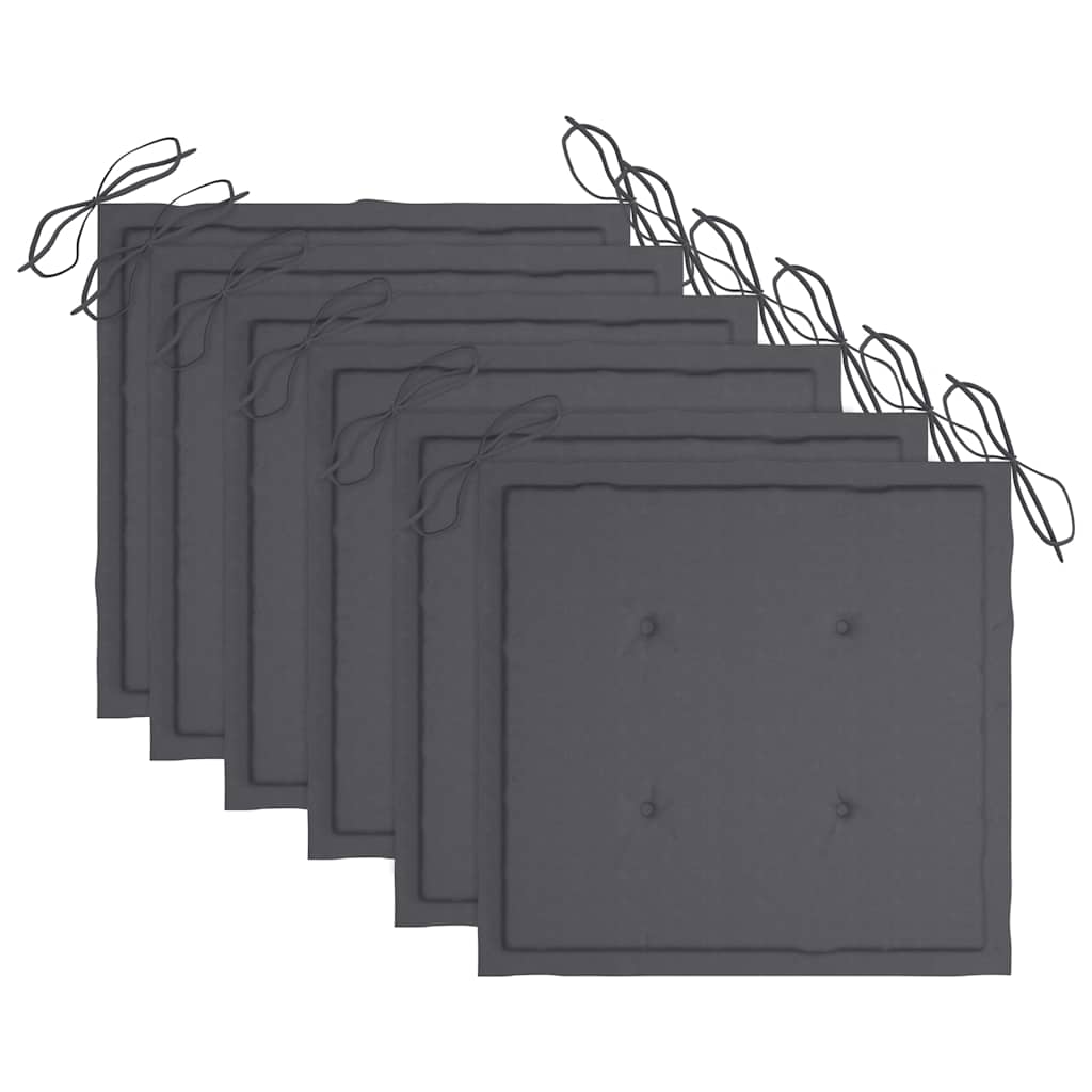 Sedie da Giardino Impilabili con Cuscini 6 pz Massello di Teak cod mxl 8408