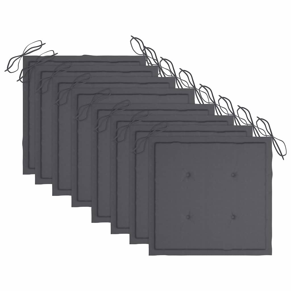 Sedie da Giardino Impilabili 8 pz con Cuscini Massello di Teak 3073240