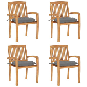 Sedie da Giardino Impilabili 4 pz con Cuscini Massello di Teak cod mxl 12786