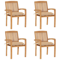 Sedie da Giardino Impilabili 4 pz con Cuscini Massello di Teak cod mxl 7021