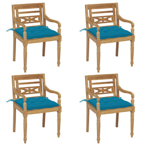 Sedie Batavia con Cuscini 4 pz in Legno Massello di Teak cod mxl 5949