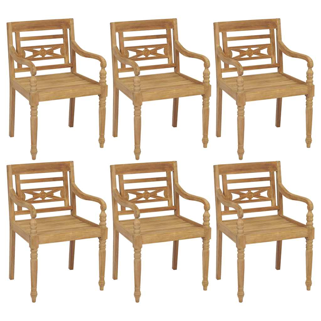 Sedie Batavia con Cuscini 6 pz in Legno Massello di Teak 3073325
