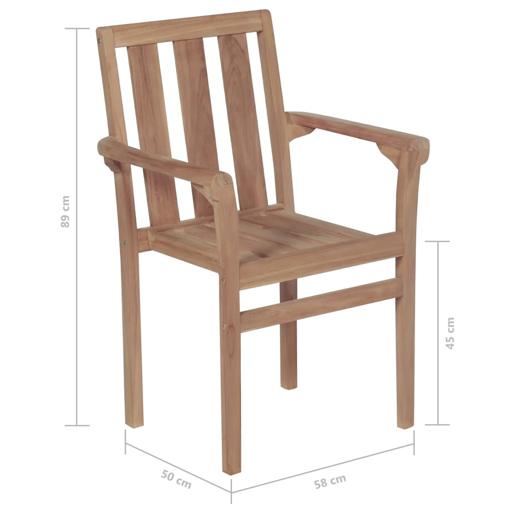 Sedie da Giardino Impilabili 6 pz in Legno Massello di Teak 3073377