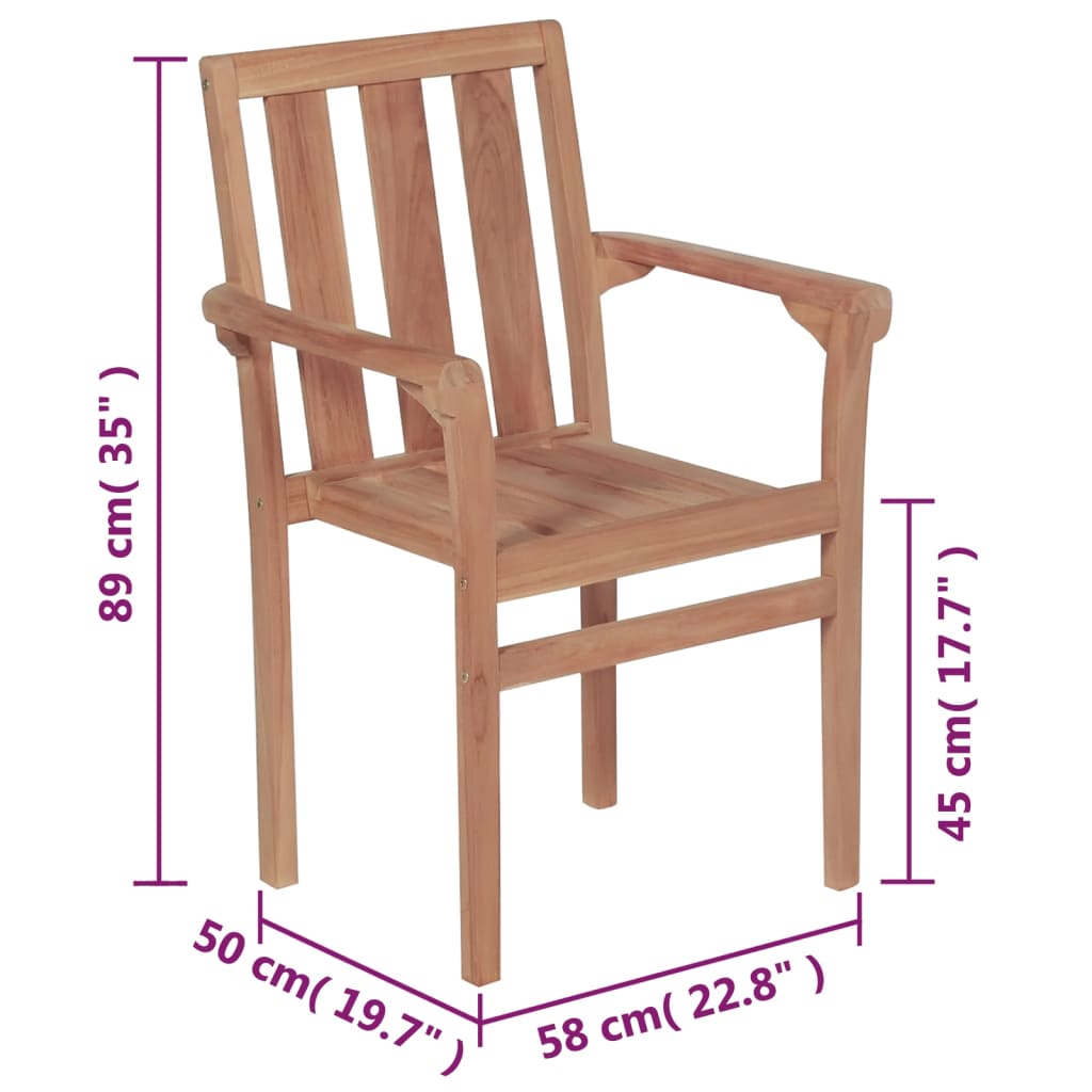 Sedie da Giardino Impilabili 8 pz in Legno Massello di Teak 3073378