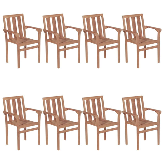 Sedie da Giardino Impilabili con Cuscini 8 pz Massello di Teak 3073452