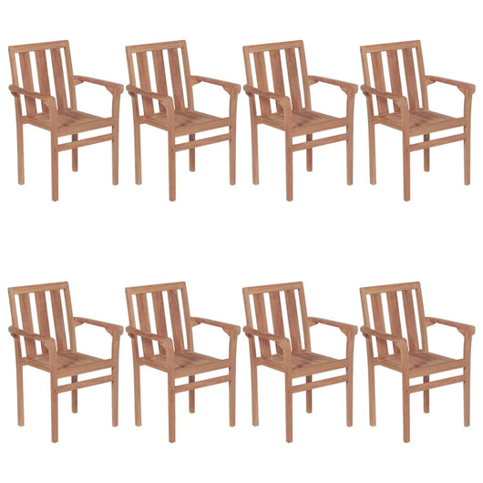 Sedie da Giardino Impilabili con Cuscini 8 pz Massello di Teak 3073453