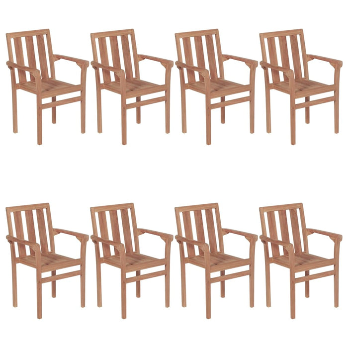Sedie da Giardino Impilabili con Cuscini 8 pz Massello di Teak 3073453