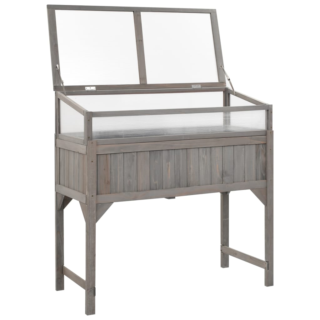 Fioriera aiuola rialzata piante fiori giardino con serra 110 x 54 x 120 cm legno massello di abete 02_0000961